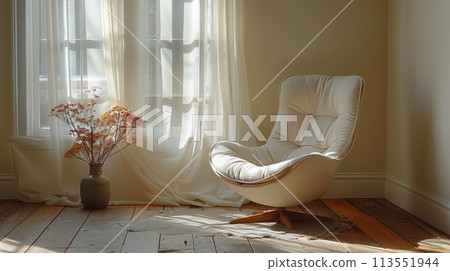 A White Chair by a Window 113551944