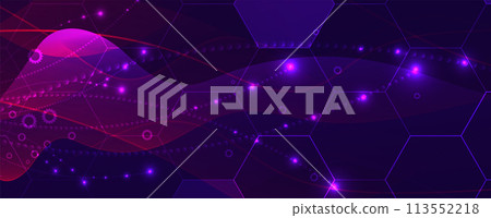 Quantum processing. Deep learning artificial intelligence. Future new technology for business or science presentation. Vector background Quantum processing. Deep learning artificial intelligence. Future new technology for business or science presentation. Vector background 113552218