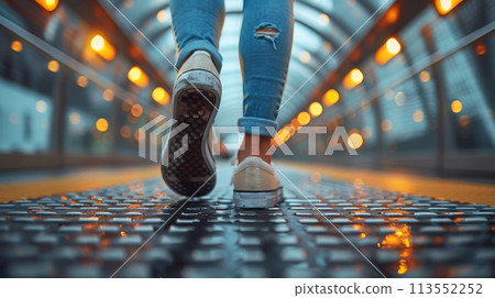 Close Up of Person Walking on Road 113552252