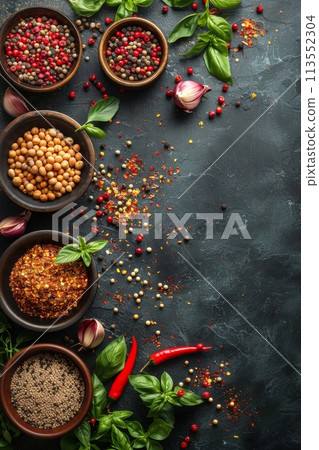 Table With Bowls of Various Foods 113552304