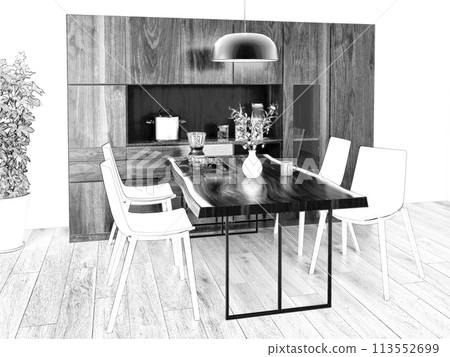 Living room pencil drawing Living room pencil drawing 113552699
