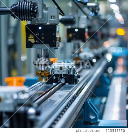 Industrial machinery in action: precision robotics on an automated assembly line 113553350