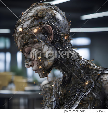 Cybernetic Visage: A Portrait of Intricate Technological Artistry 113553522
