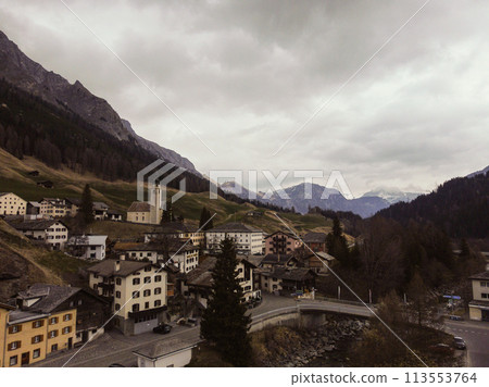 The mountain village of Splugen in Switzerland The mountain village of Splugen in Switzerland 113553764