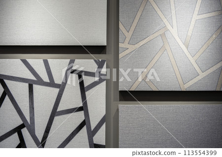 Wallpaper design, abstract background of art framed in minimalism style grunge paint brush texture set on wall, mockup idea. 113554399