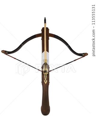 Vintage small crossbow isolated on white Vintage small crossbow isolated on white 113555131