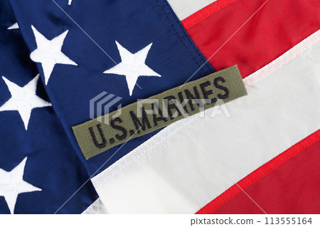 U.S. MARINES Branch Tape on national USA flag 113555164