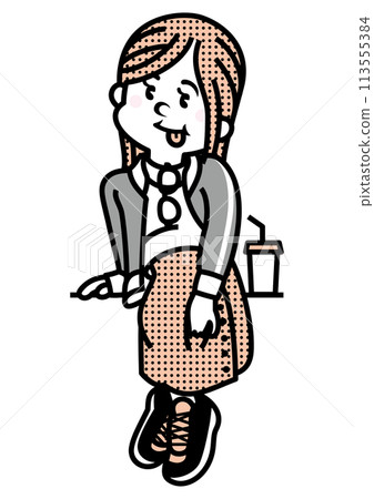 Illustration of a stylish woman in basketball shoes Illustration of a stylish woman in basketball shoes 113555384