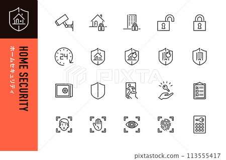 家庭安全簡單線條圖示集 家庭安全簡單線條圖示集 113555417