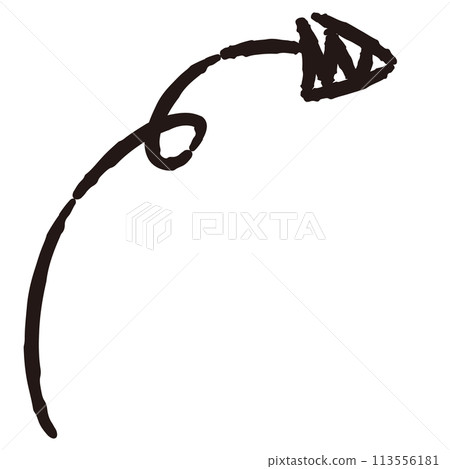 Illustration of a curved hand-drawn arrow (black and white) Illustration of a curved hand-drawn arrow (black and white) 113556181
