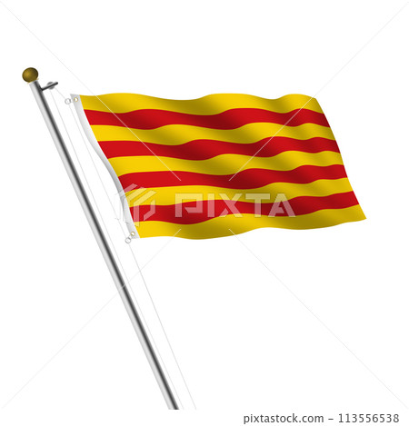Catalonia Flagpole 3d illustration with clipping path Catalonia Flagpole 3d illustration with clipping path 113556538