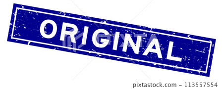 Grunge blue original word square rubber seal stamp on white background 113557554
