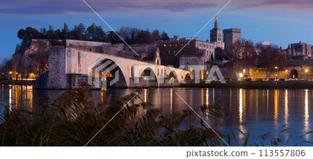 Pont St-Benezet and Avignon Cathedral at sunset, France Pont St-Benezet and Avignon Cathedral at sunset, France 113557806