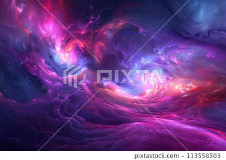 A beautiful space nebula with vibrant colors. 113558503