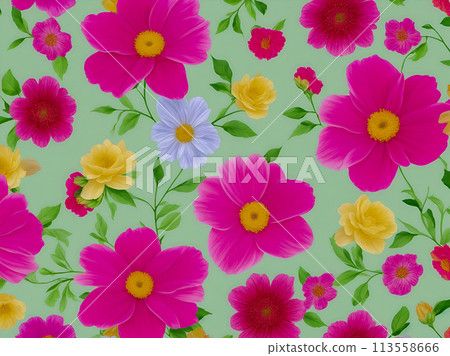 seamless pattern with colorful flowers seamless pattern with colorful flowers 113558666