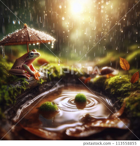 雨天撐傘的青蛙 113558855