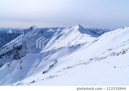 冬天從谷川山和天神嶺看到的主嶺山脈 113558944