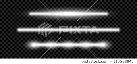 White neon tube lamp set. Glowing led light line beam collection. Luminous fluorescent bar stick lines bundle. Colorless strip element pack to divide, separate, decorate. Vector illustration White neon tube lamp set. Glowing led light line beam collection. Luminous fluorescent bar stick lines bundle. Colorless strip element pack to divide, separate, decorate. Vector illustration 113558945