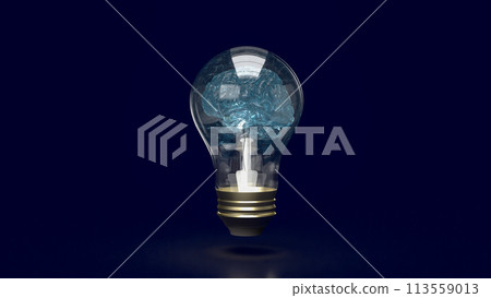 The Brain light bulb for education or creative inspiration concept 3d rendering. 113559013