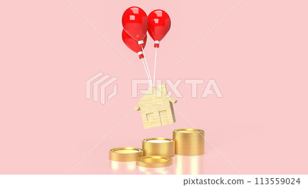 The house wood and balloons  for property or building concept 3d rendering. 113559024