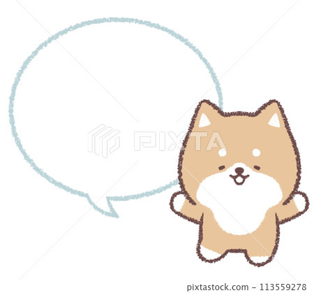 快樂的柴犬和語音氣泡線畫 113559278