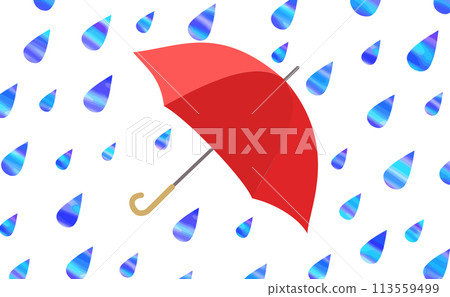 Watercolor wind and rain and umbrella illustration 113559499