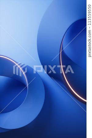 Blue curve geometry background, 3d rendering. 113559550