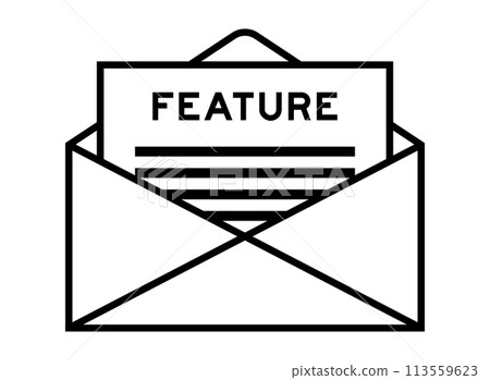 Envelope and letter sign with word feature as the headline Envelope and letter sign with word feature as the headline 113559623