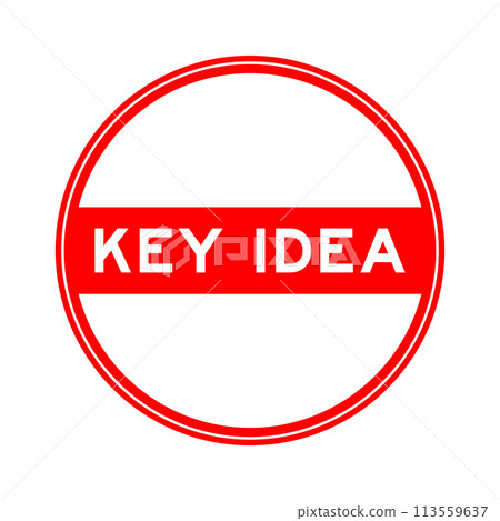 Red color round seal sticker in word key idea on white background Red color round seal sticker in word key idea on white background 113559637