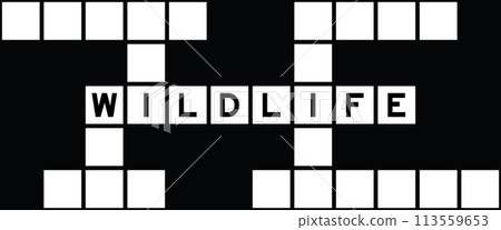 Alphabet letter in word wildlife on crossword puzzle background Alphabet letter in word wildlife on crossword puzzle background 113559653