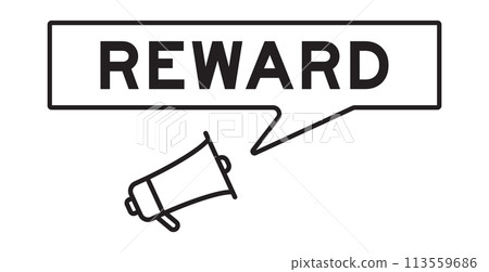 Megaphone icon with speech bubble in word reward on white background Megaphone icon with speech bubble in word reward on white background 113559686