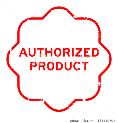 Grunge red authorized product word rubber seal stamp on white background 113559702