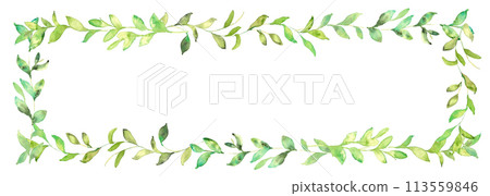 Watercolor painting. Watercolor nectar plant frame. Watercolor plant leaf illustration. Plant frame. Watercolor painting. Watercolor nectar plant frame. Watercolor plant leaf illustration. Plant frame. 113559846
