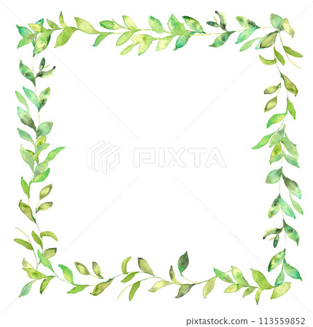 Watercolor painting. Watercolor nectar plant frame. Watercolor plant leaf illustration. Plant frame. Watercolor painting. Watercolor nectar plant frame. Watercolor plant leaf illustration. Plant frame. 113559852