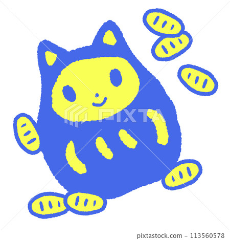 Daruma cat and gold coin 113560578