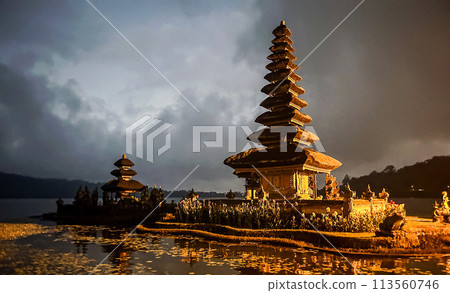 Ulun Danu Bratan Temple at night in Bali Ulun Danu Bratan Temple at night in Bali 113560746