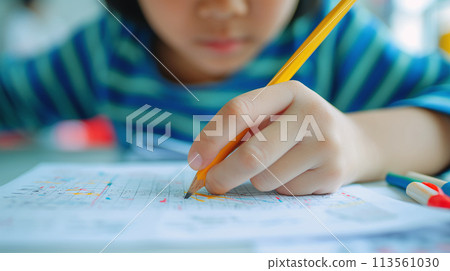 女孩在學校認真學習 113561030