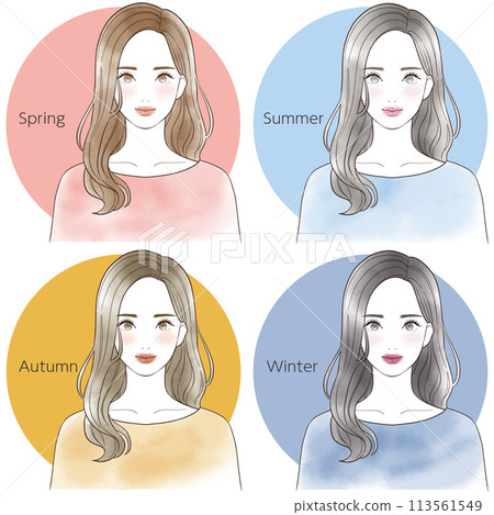 Personal color diagnosis image illustration set Personal color diagnosis image illustration set 113561549