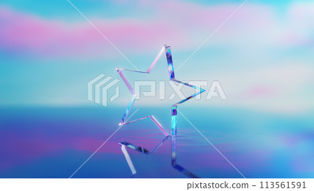 Abstract glass starwith soft reflections and water ripples 3d render Abstract glass starwith soft reflections and water ripples 3d render 113561591