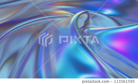 Elegant Metallic Fabric Waves in Blue and Pink Spectrum 3d render Elegant Metallic Fabric Waves in Blue and Pink Spectrum 3d render 113561595