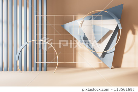 Empty room with geometry shapes, 3d rendering. 113561695