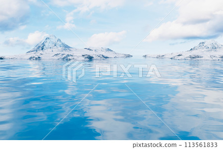 Lake and water surface background, 3d rendering. 113561833