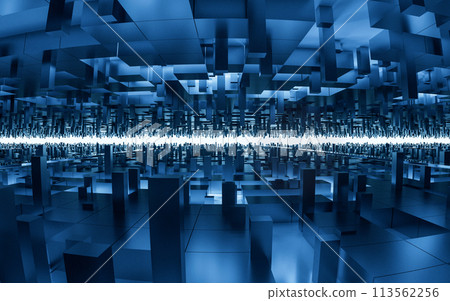Digital cubes with cyberspace background, 3d rendering. 113562256