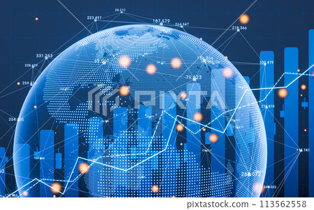 Digital earth with financial graph, 3d rendering. Digital earth with financial graph, 3d rendering. 113562558