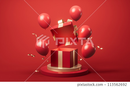 Opening gift box, festivals and celebrations, 3d rendering. 113562692