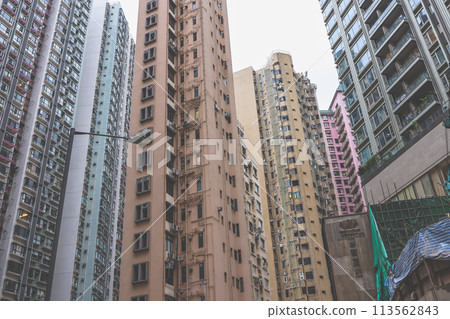 middle level residential buildings in Hong Kong. March 23 2024 113562843