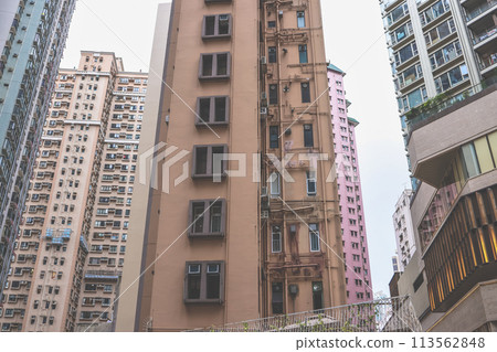 middle level residential buildings in Hong Kong. March 23 2024 113562848