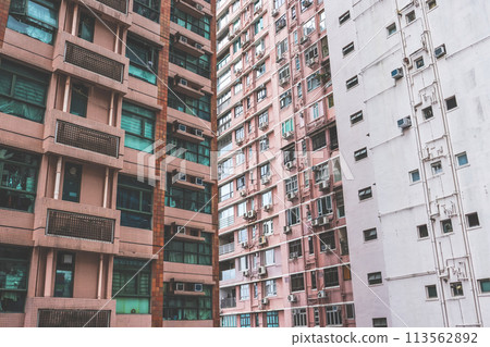 middle level residential buildings in Hong Kong. March 23 2024 113562892