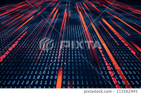 Binary numbers with cyberspace, 3d rendering. Binary numbers with cyberspace, 3d rendering. 113562945