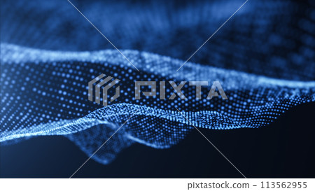 Digital blue wave particles background, 3d rendering. Digital blue wave particles background, 3d rendering. 113562955